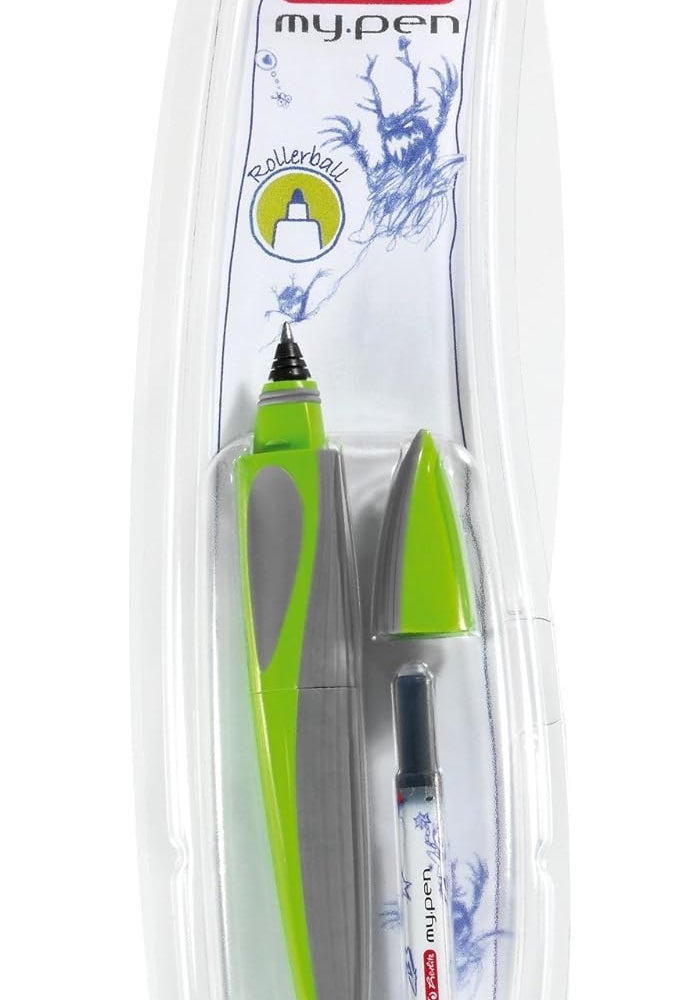 herlitz قلم هيرليز ماي.بين رولر بال - أخضر فاتح/رمادي مع خرطوشة - Image 1